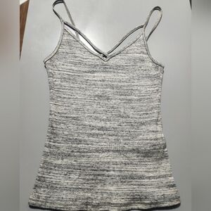 Hollister Gray and White Ribbed Camisole Top